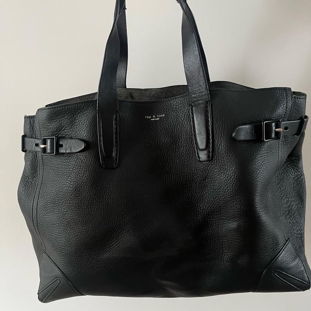 rag & bone Black Leather Bradbury Satchel Tote Bag - Picture 4 of 12